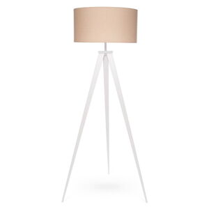 Stojacia lampa s bielymi kovovými nohami a béžovým tienidlom Bonami Essentials Kiki