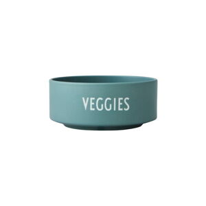 Tyrkysovomodrá porcelánová miska Design Letters Veggies, ø 12 cm