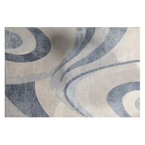 Modrý/krémovobiely prateľný koberec s prímesou bavlny 100x150 cm Stripy – Conceptum Hypnose