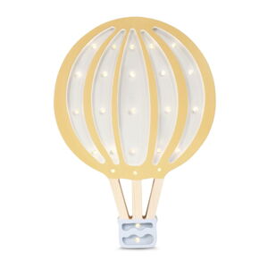 Žlto-biela nástenná lampa z borovicového dreva Little Lights Hot Air Baloon, výška 38,5 cm