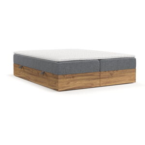 Sivá/v prírodnej farbe boxspring posteľ s úložným priestorom 160x200 cm Faro – Maison de Rêve