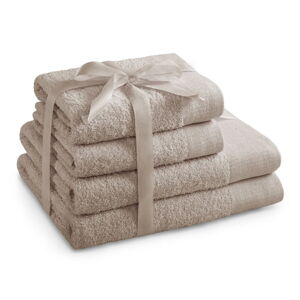 Béžové froté bavlnené uteráky a osušky v súprave 2 ks Amari – AmeliaHome