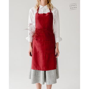 Červená ľanová zástera Linen Tales Daily Apron, 80 x 55 cm