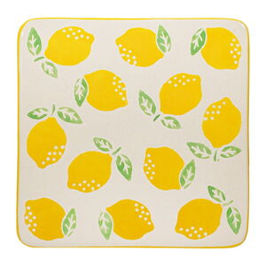 Žlté/biele keramické tácky v súprave 4 ks Lemon – Sass & Belle