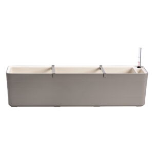 Sivo-béžový samozavlažovací kvetináč Plastia Berberis, dĺžka 78 cm