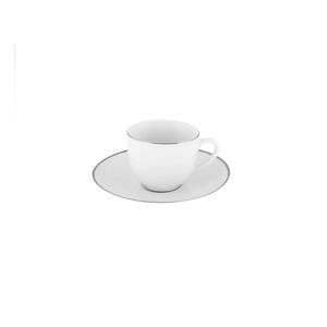 Súprava 6 bielych porcelánových hrnčekov s tanierikmi Villa Altachiara Platinum Chic