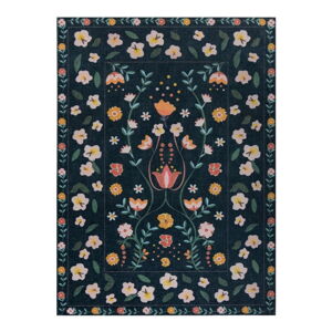 Tmavomodrý dvojvrstvový koberec Flair Rugs MATCH Nordic Floral, 170 x 240 cm