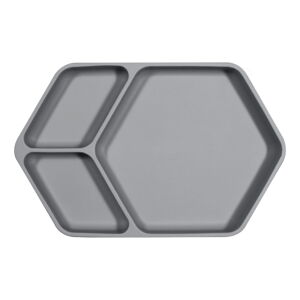 Sivý silikónový detský tanier 16x25 cm – Kindsgut