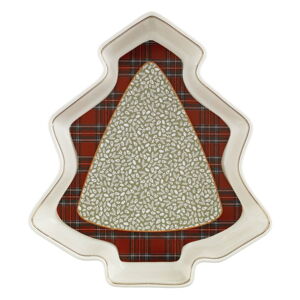 Porcelánový servírovací tanier v tvare stromčeka Brandani Sottobosco Porcelain, dĺžka 23,5 cm