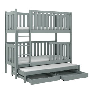 Sivá poschodová detská posteľ s úložným priestorom 70x160 cm Emilka - Lano Meble
