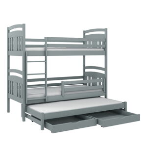 Sivá poschodová detská posteľ s úložným priestorom 80x180 cm Igor - Lano Meble