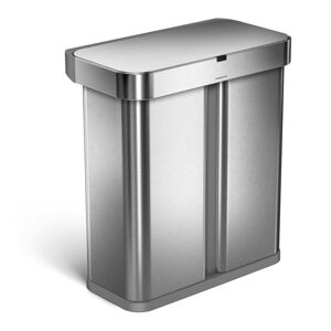 Bezdotykový odpadkový kôš na triedený odpad z nerezovej ocele 58 l Dual - simplehuman