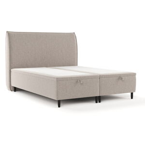 Sivá/béžová čalúnená dvojlôžková posteľ s úložným priestorom 160x200 cm Pearl – Maison de Rêve