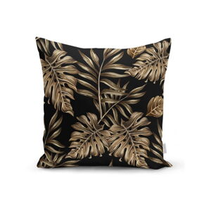 Obliečka na vankúš Minimalist Cushion Covers Golden Leafes With Black BG, 45 x 45 cm