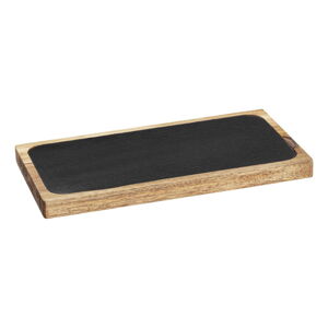Čierny/v prírodnej farbe drevený servírovací tanier 30x15 cm – Wenko
