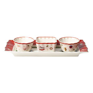 Súprava 3 porcelánových servírovacích misiek s podnosom s vianočným motívom Villeroy & Boch