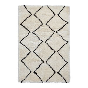 Béžovo-čierny ručne tuftovaný koberec Think Rugs Morocco Lento Ivory & Black, 120 × 170 cm