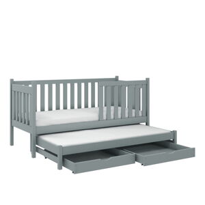 Sivá detská posteľ s výsuvným lôžkom s úložným priestorom 70x160 cm Kaja V5 - Lano Meble