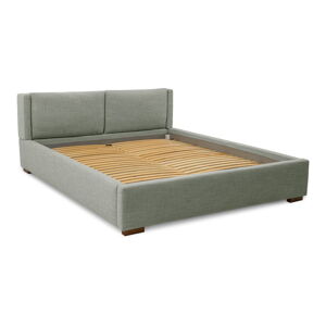 Sivá čalúnená dvojlôžková posteľ s úložným priestorom s roštom 180x200 cm Dreamer – Scandic