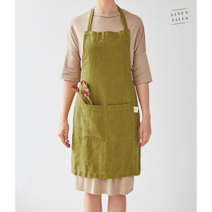 Zelená ľanová zástera Linen Tales Daily Apron, 80 x 55 cm