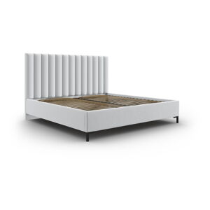 Svetlosivá čalúnená dvojlôžková posteľ s úložným priestorom s roštom 160x200 cm Casey – Mazzini Beds