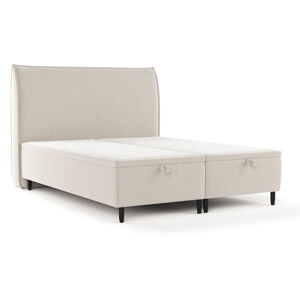 Béžová čalúnená dvojlôžková posteľ s úložným priestorom 140x200 cm Pearl – Maison de Rêve