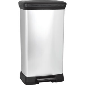 Pedálový odpadkový kôš v striebornej farbe Curver Deco Bin, 50 l